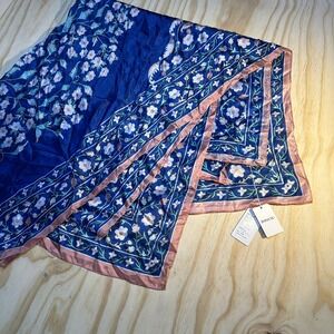 Dana Xu Women's Floral‎ Print 100% Silk Wrap Shawl Scarf Blue Pink New With Tags
